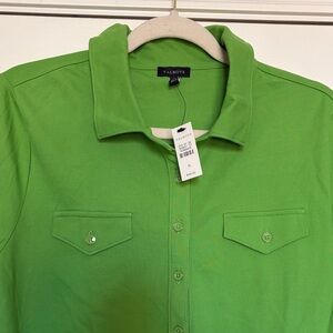 Talbots womens Bright lime apple Green pull over shirt blouse top sz XL NEW NWT